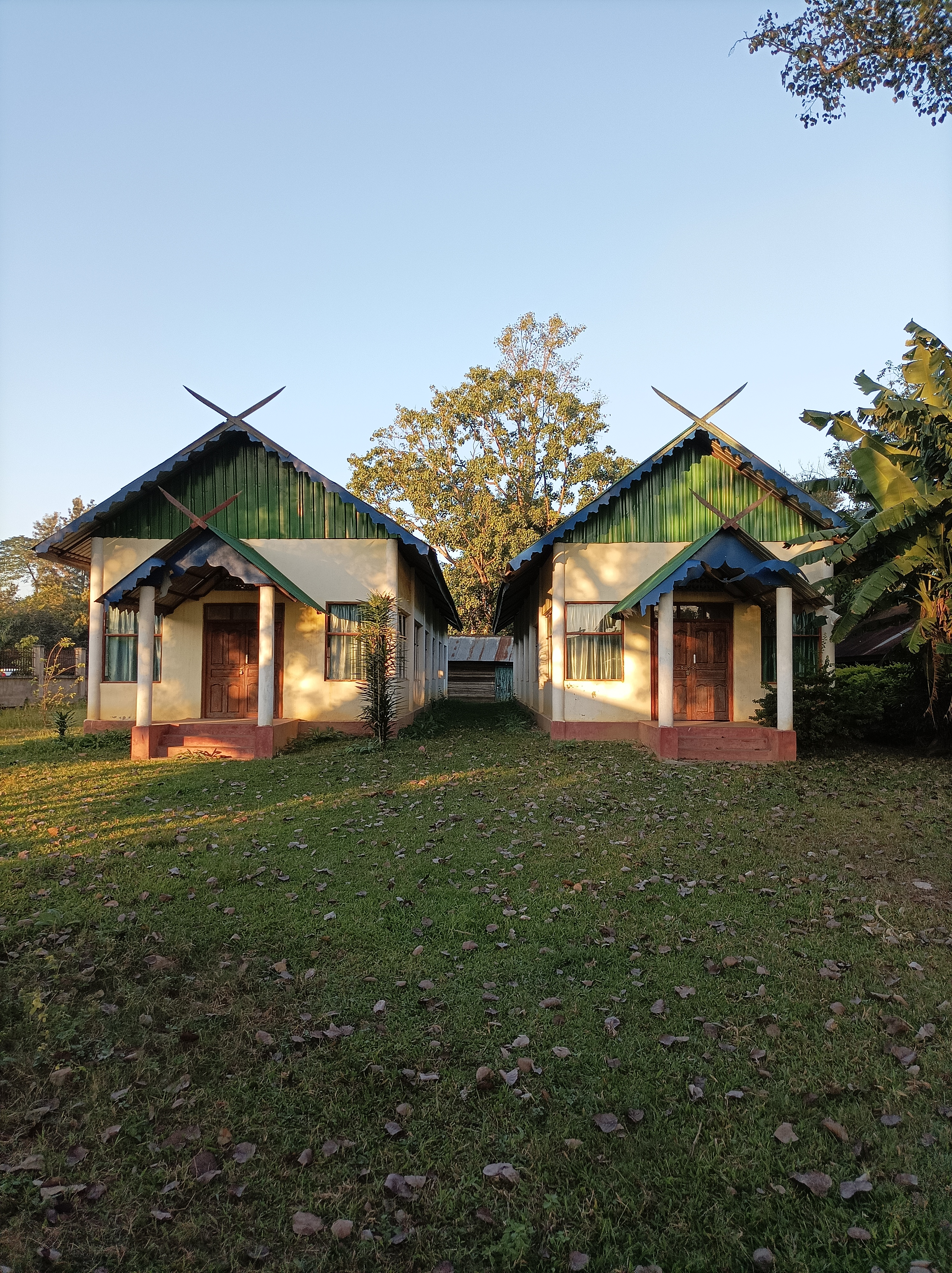 Two official buildings (rebuilt) in the Panam Ningthou Sacred Site